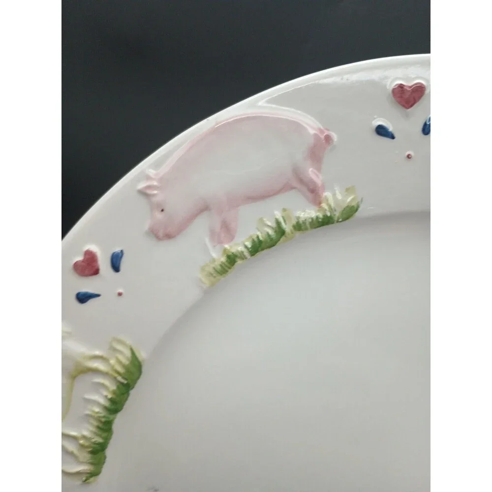 Stefani Ceramica Italy Charger Plater Barnyard Animals Cow Sheep Pig Lamb